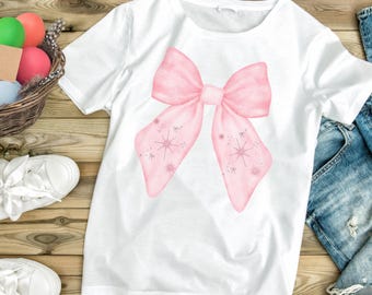 Maglietta unisex con fiocco rosa Coquette, maglietta in jersey con fiocco rosa, maglietta carina con fiocco Coquette, top con fiocco femminile, maglietta con stampa fiocco rosa, regalo Coquette per lei