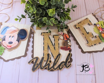 Wild One Birthday Banner, Wild One Safari Banner, Safari Birthday Banner, Mickey Safari Banner, Mickey Safari Birthday Decoration, Wild One