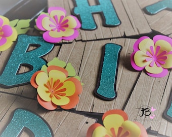 Luau Banner, Tropical Banner, Hawaiian Banner, Island Party Banner, Tiki Banner, Tiki Decoration, Girl Tropical Banner, Luau Birthday Banner