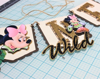Minnie Mouse Safari Birthday Banner: Wild One Theme