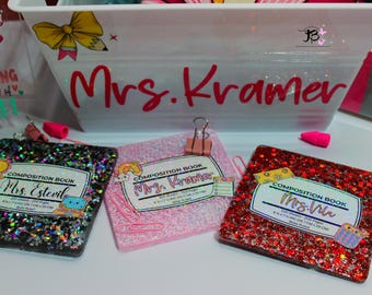 Posavasos de resina para profesores, regalo de agradecimiento, posavasos personalizados, regalo para profesores, posavasos para cuaderno de composición