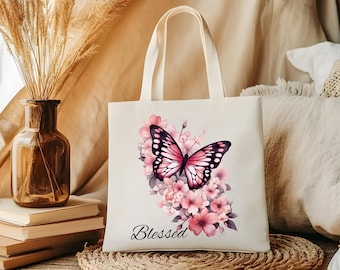 Personalisierte Schmetterling Tragetasche, anpassbare Canvas Tote, Geschenk für Lehrer, Muttertagsgeschenk, Tragetaschen, personalisierte Geschenke, individuelle Geschenke