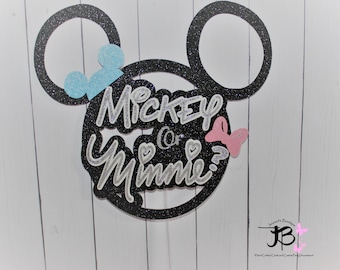 Baby Reveal Cake Topper, Minnie en Mickey Baby Reveal, Boy or Girl Cake Topper, Baby Mickey en Minnie Cake Topper, Gender Reveal Party