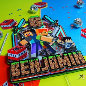 Spiel Kuchen Topper, Jungen Spiele Kuchen Topper, Benutzerdefinierte Spiel MineCrft Cake Topper, Benutzerdefinierte Mine Spiel Cake Topper, Personalisieren Spiel Cake Topper