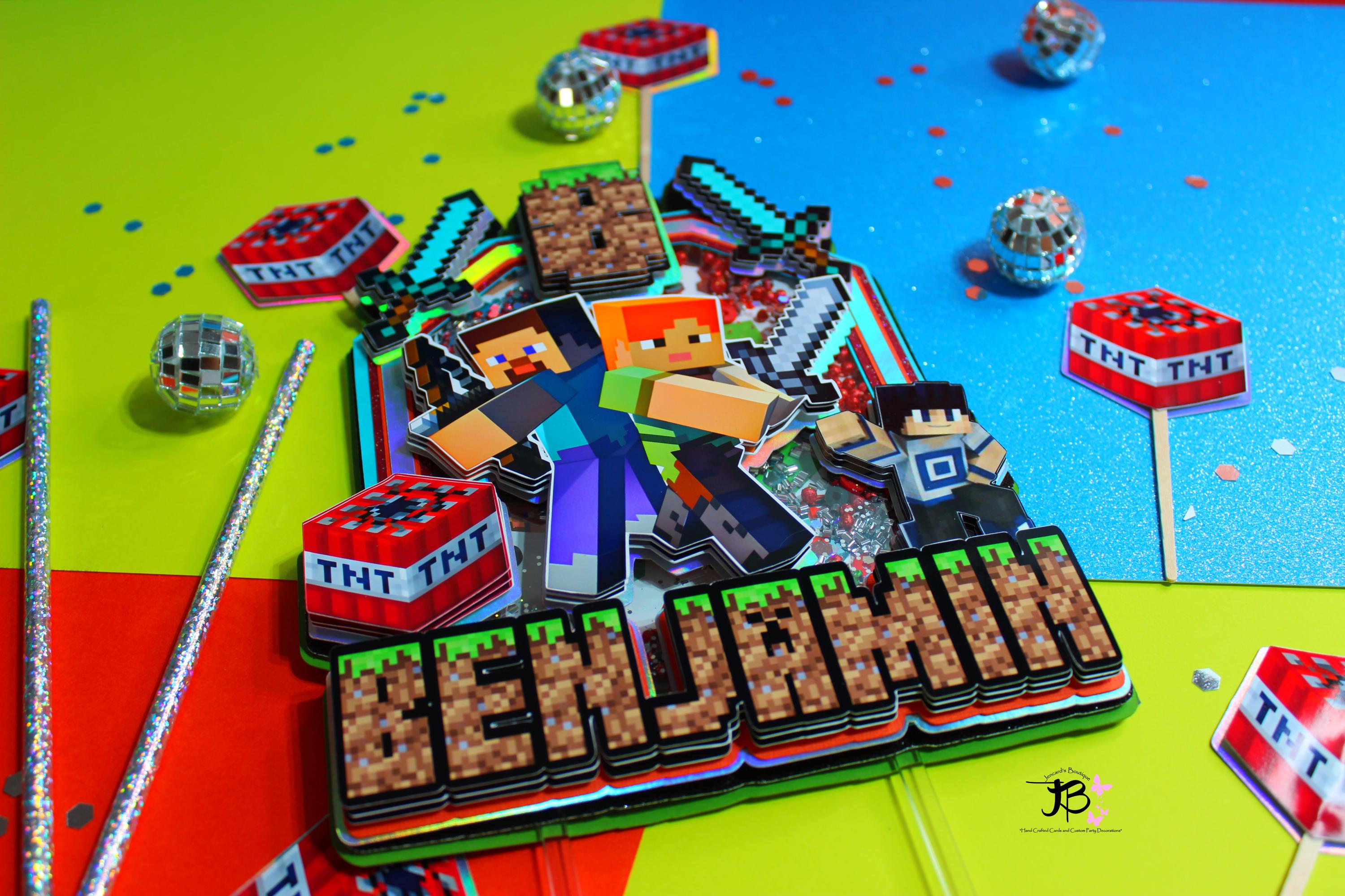 Glitter Game Birthday Cake Topper