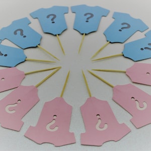 Gender Reveal Cupcake Topper, Onesie Cupcake toppers, Pink Onesie Cupcake Topper, Blue Onesie Cupcake Topper, Gender Reveal Party, Baby Card