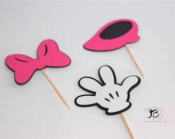 Minnie Mouse Cupcake Toppers, Minnie Mouse Club House Cupcake Toppers, Minnie Cupcake Toppers, Minnie Mouse Food Picks, Minnie Mouse Party