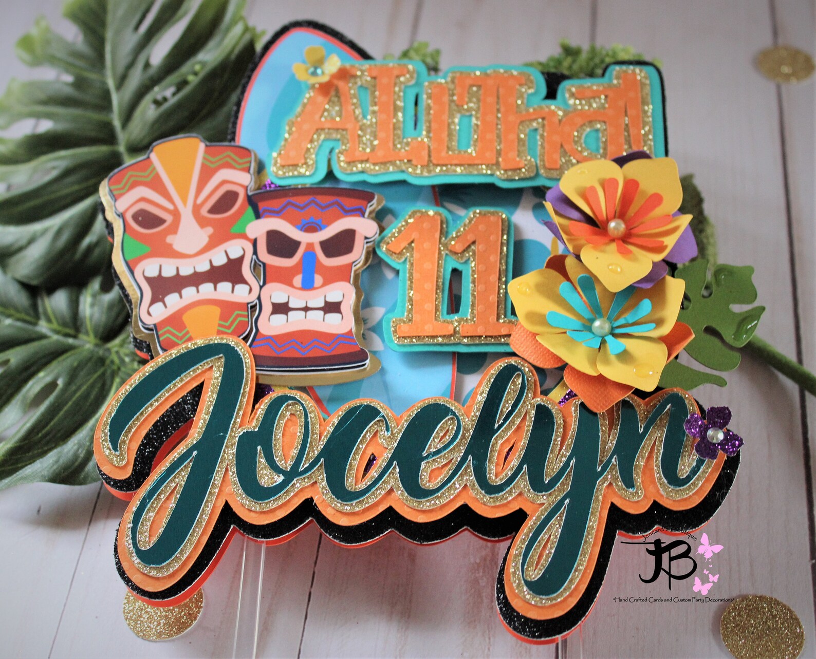 Luau Cake Topper Hawaiian Cake Topper Tropical Cake Topper Etsy