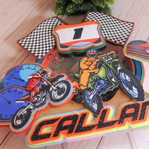 Topper de pastel de moto de cross, topper de pastel de motocross, topper de pastel de cumpleaños de moto de cross, topper de pastel de cumpleaños de motocross, topper de pastel de motocross de niño