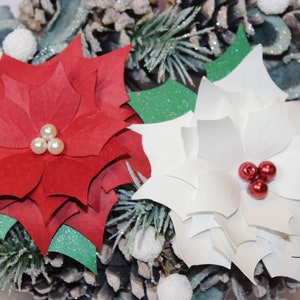 Flores de Pascua de Navidad, Flores de Pascua de papel, Mini flores de Pascua, Flores de papel de Navidad, Decoración navideña, Flores festivas, Mini flores de Navidad