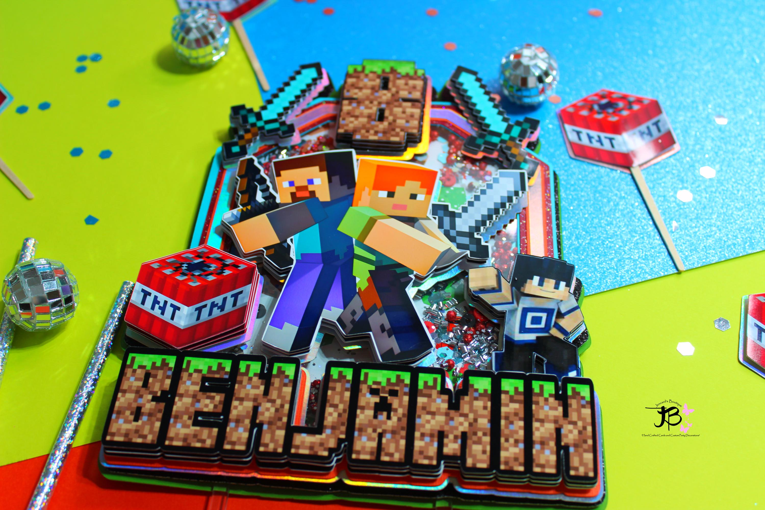 Glitter Game Birthday Cake Topper