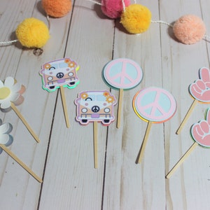 Groovy Cupcake Toppers, Groovy Retro Cupcake Toppers, Disco Cupcake Toppers, Two Groovy Cupcake Toppers, Hippie Cupcake Toppers, Groovy Baby