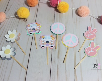 Groovy Cupcake Toppers, Groovy Retro Cupcake Toppers, Disco Cupcake Toppers, Due Groovy Cupcake Toppers, Hippie Cupcake Toppers, Groovy Baby