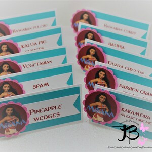 Moana Place Cards, Moana Party, Moana Inspired Birthday, Moana Food Tents, Moana Food Labels, Moana Candy Buffet Labels, Moana Buffet Tents