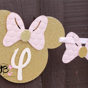 Minnie Mouse Birthday Banner, Minnie Mouse Banner, Minnie Mouse Decorations, Minnie Mouse Happy Birthday, Minnie Mouse Pink and Gold