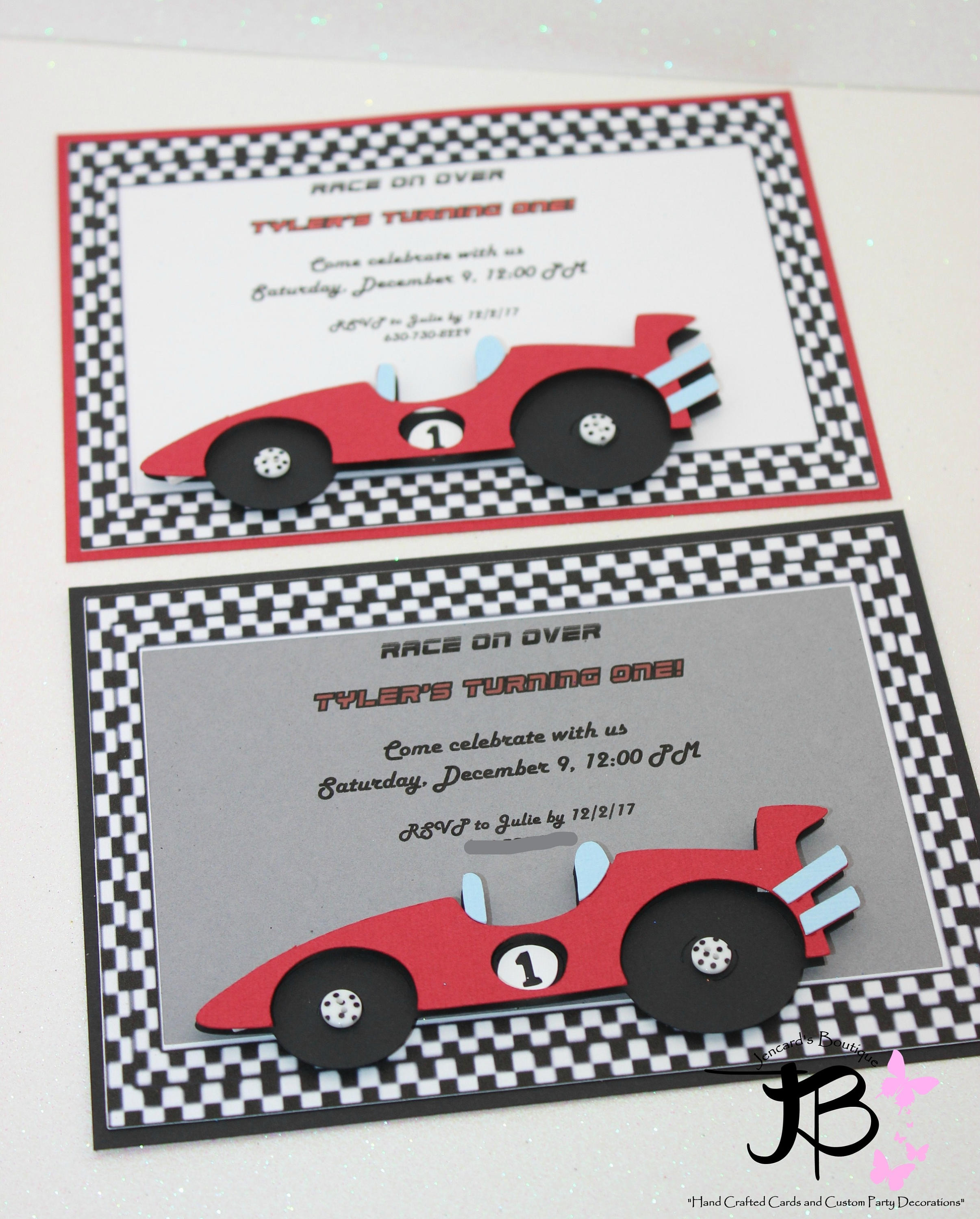 10 Einladungskarten Kindergeburtstag Jungen - Rennauto Design Für Rennfahrer-Party