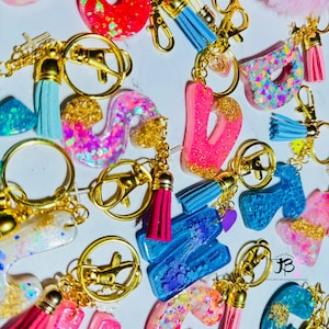 Custom Keychain, Personalized Keychain, Resin Keychain, Alphabet Letters Keychain, Initial Keychain, Glitter Keychains, Letters Keychains