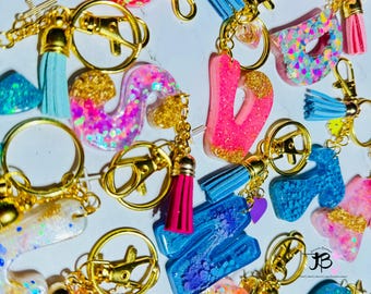 Custom Keychain, Personalized Keychain, Resin Keychain, Alphabet Letters Keychain, Initial Keychain, Glitter Keychains, Letters Keychains