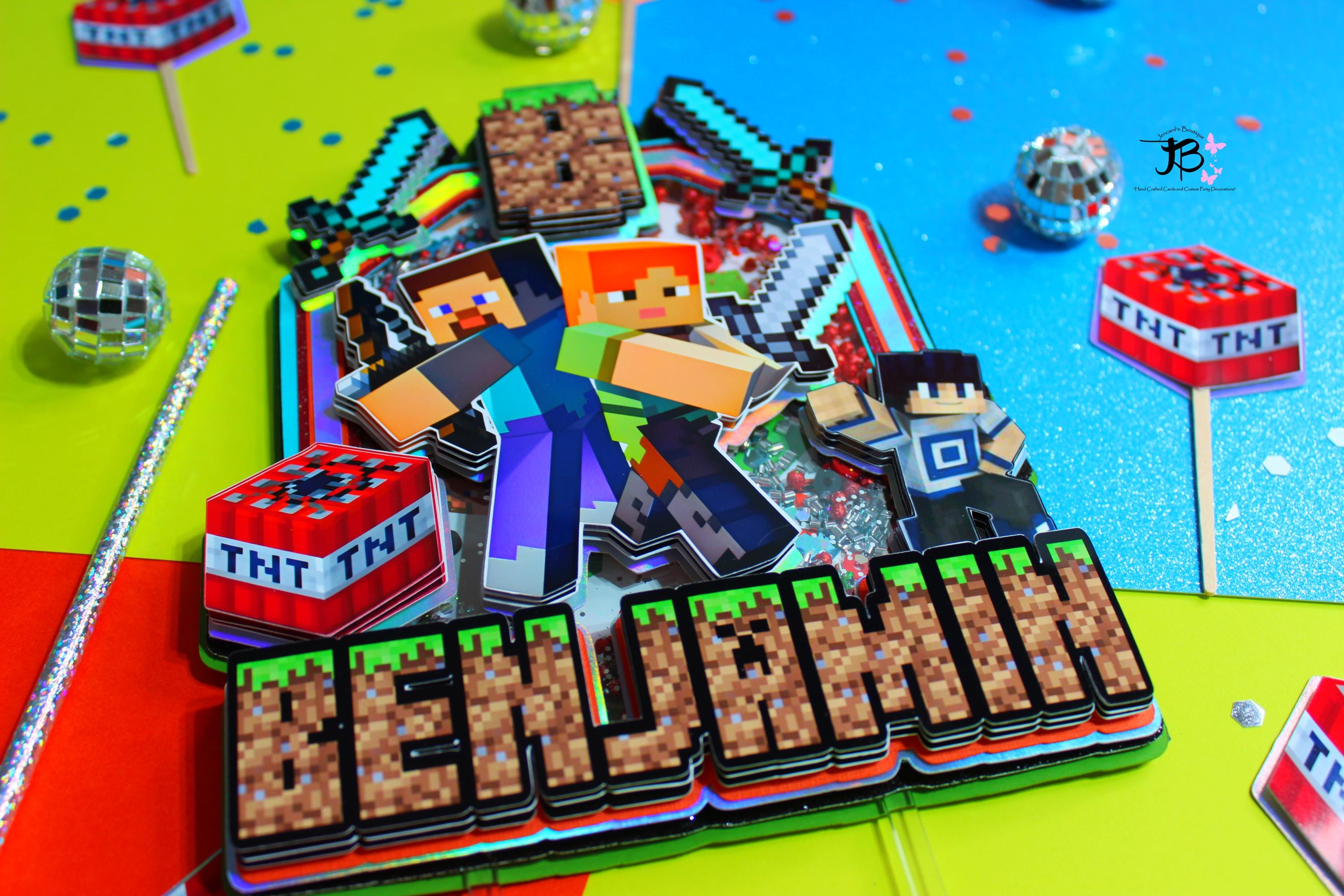 Glitter Game Birthday Cake Topper