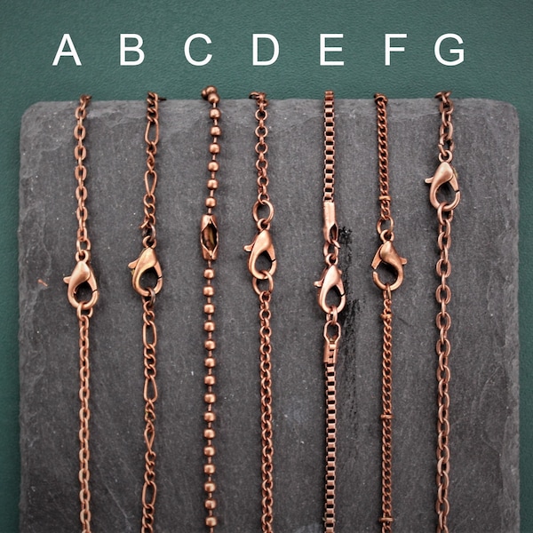 Extra Copper Chain Necklace | Finished antiqued oxidized ball bead satellite rolo cable flat electroformed jewelry replacement dark metal