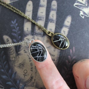 Mini Real Spider Web Necklace | Preserved glass frame pendant crystal black spiderweb orb weaver halloween spooky oddity jewelry silver gold