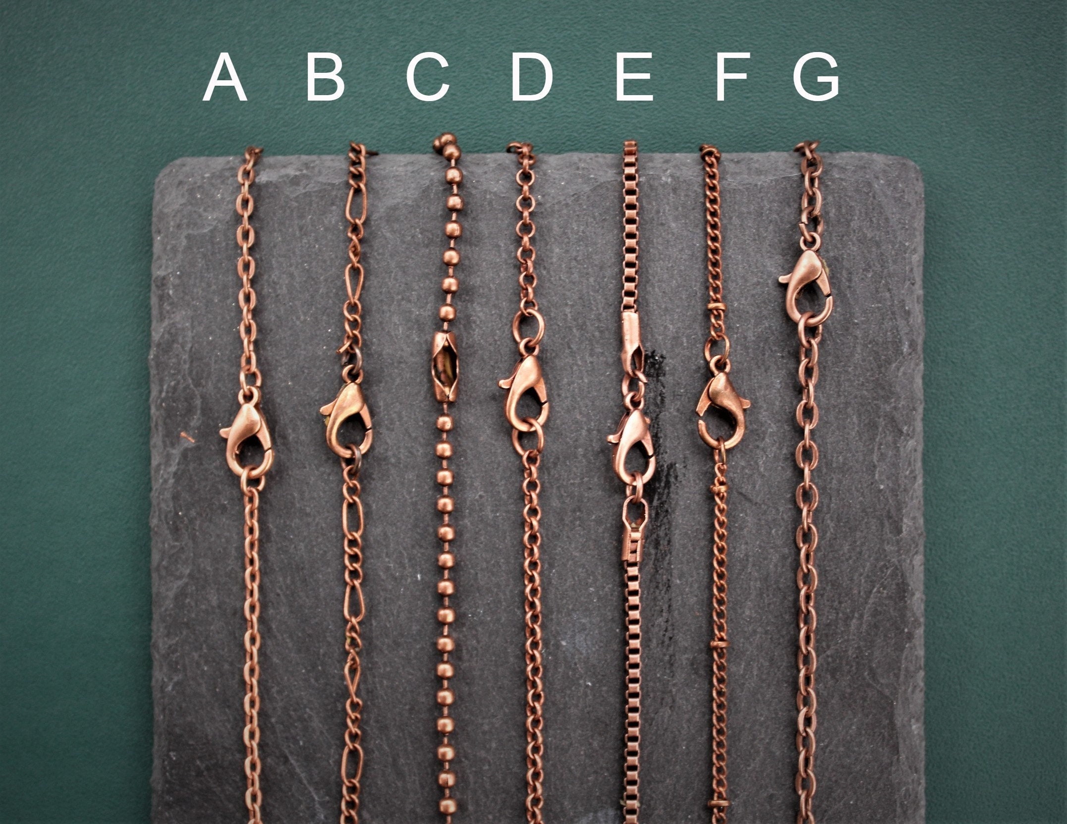 Extra Copper Chain Necklace Finished Antiqued Oxidized Ball Bead Satellite  Rolo Cable Flat Electroformed Jewelry Replacement Dark Metal 