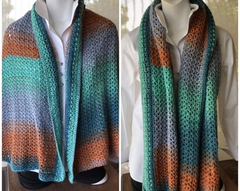 Super Soft Shawl / Scarf Turquoise and Copper Colors