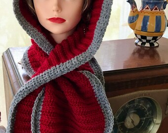 Hooded Keyhole Scarf / Crochet / Handmade