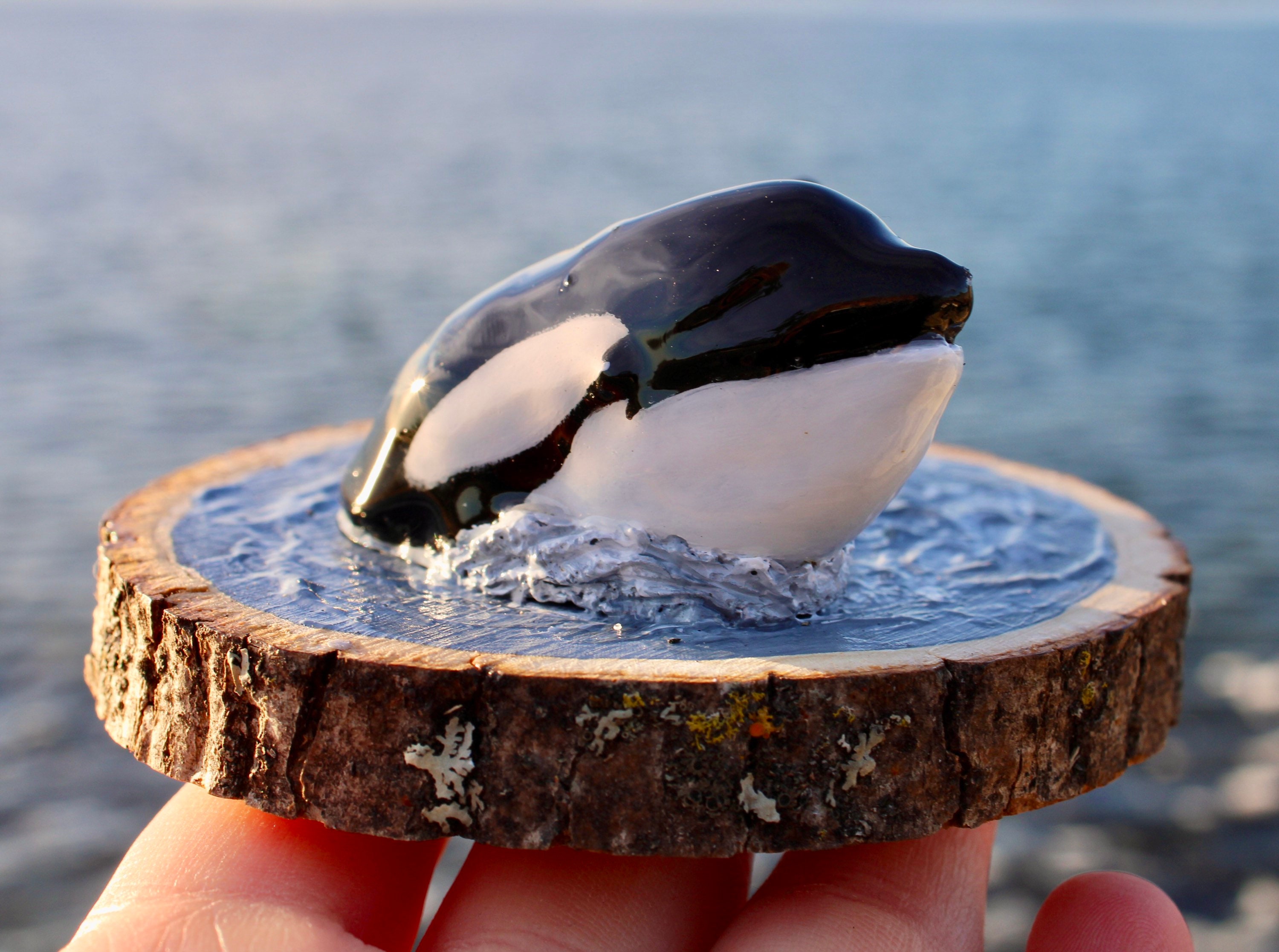Surfacing Orcas on Wood Piece (customizable) - Etsy