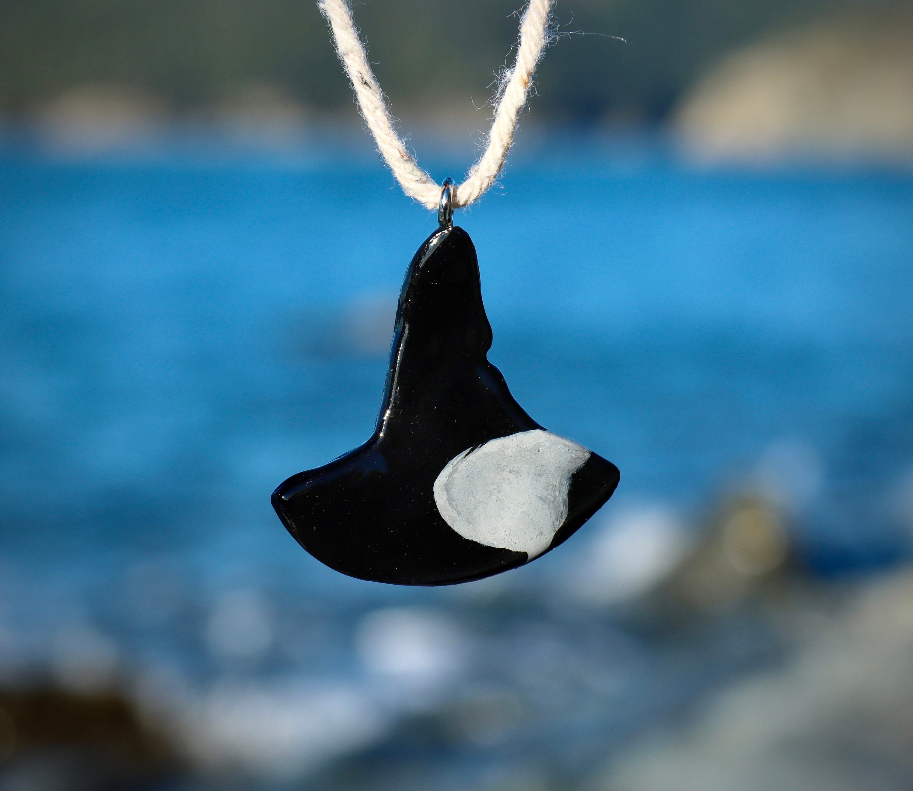 Collana Ciondolo Balena Orca In Porcellana | Argentato Animali Spirituali Portafortuna