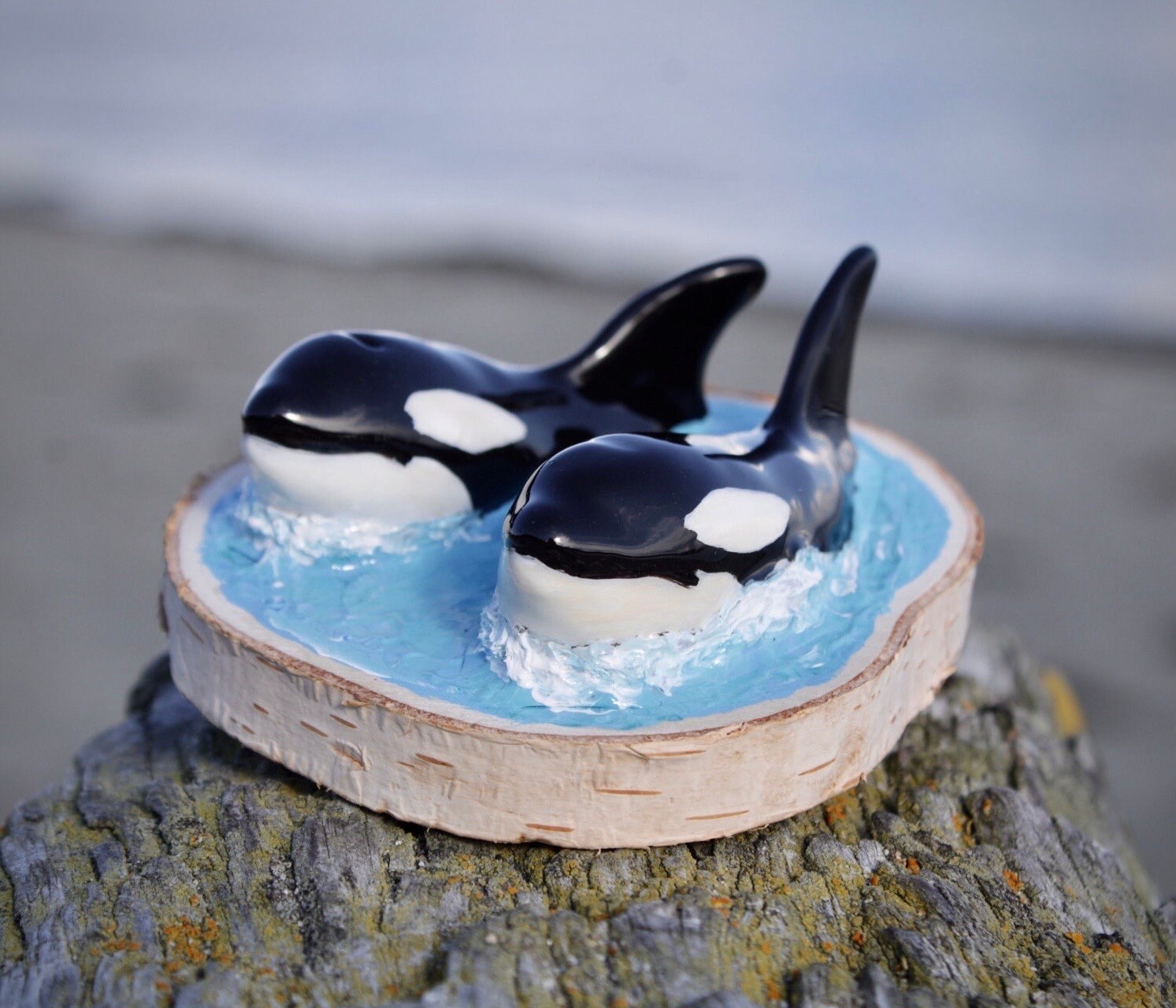 Surfacing Orcas on Wood Piece (customizable) - Etsy