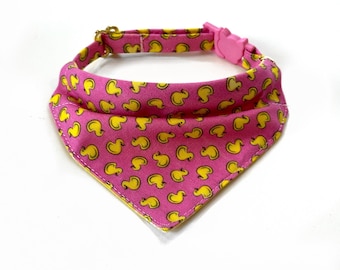 Ducks Cat Bandana, Over the Collar Cat Bandana with Breakaway Buckle and D-ring