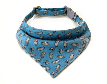 Roly poly Cat Bandana, Blue Over The Collar Cat Bandana with Breakaway Buckle and D-ring