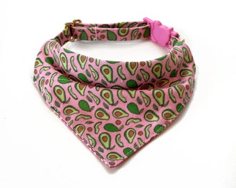 Avocados Cat Bandana, Over the Collar Cat Bandana with Breakaway Buckle and D-ring