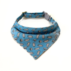 Roly poly Cat Bandana, Blue Over The Collar Cat Bandana with Breakaway Buckle and D-ring