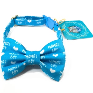 Blue Cat Bow Tie Collar: Mama&#39;s Boy Summer Collar