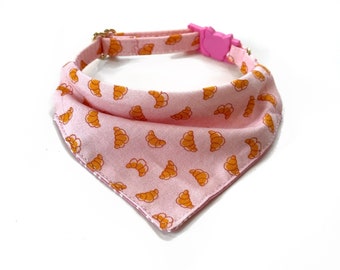 Croissant Cat Bandana, Over the Collar Cat Bandana with Breakaway Buckle and D-ring