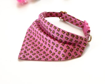 Crowns Beans Cat Bandana, Over the Collar Cat Bandana with Breakaway Buckle and D-ring
