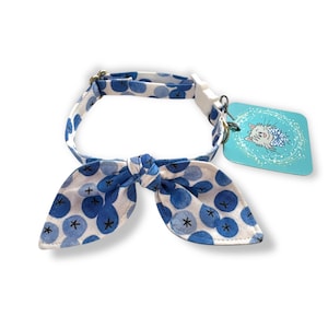 Blueberry Cat Collar with Bunny Ears Bow Tie: Breakaway Buckle