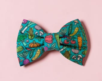 Cat Bow Tie - Veggies | Handmade Cotton Accessory | Fits 3/8" Collar