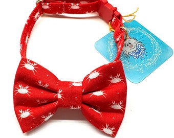 Crabs Cat Bow Tie Collar: Red Breakaway Safety Collar