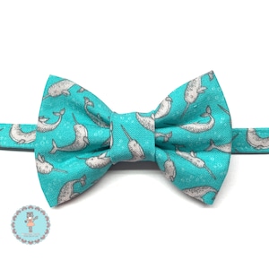 Narwhal Cat Bow Tie Collar: Sea Blue Breakaway Kitten Collar