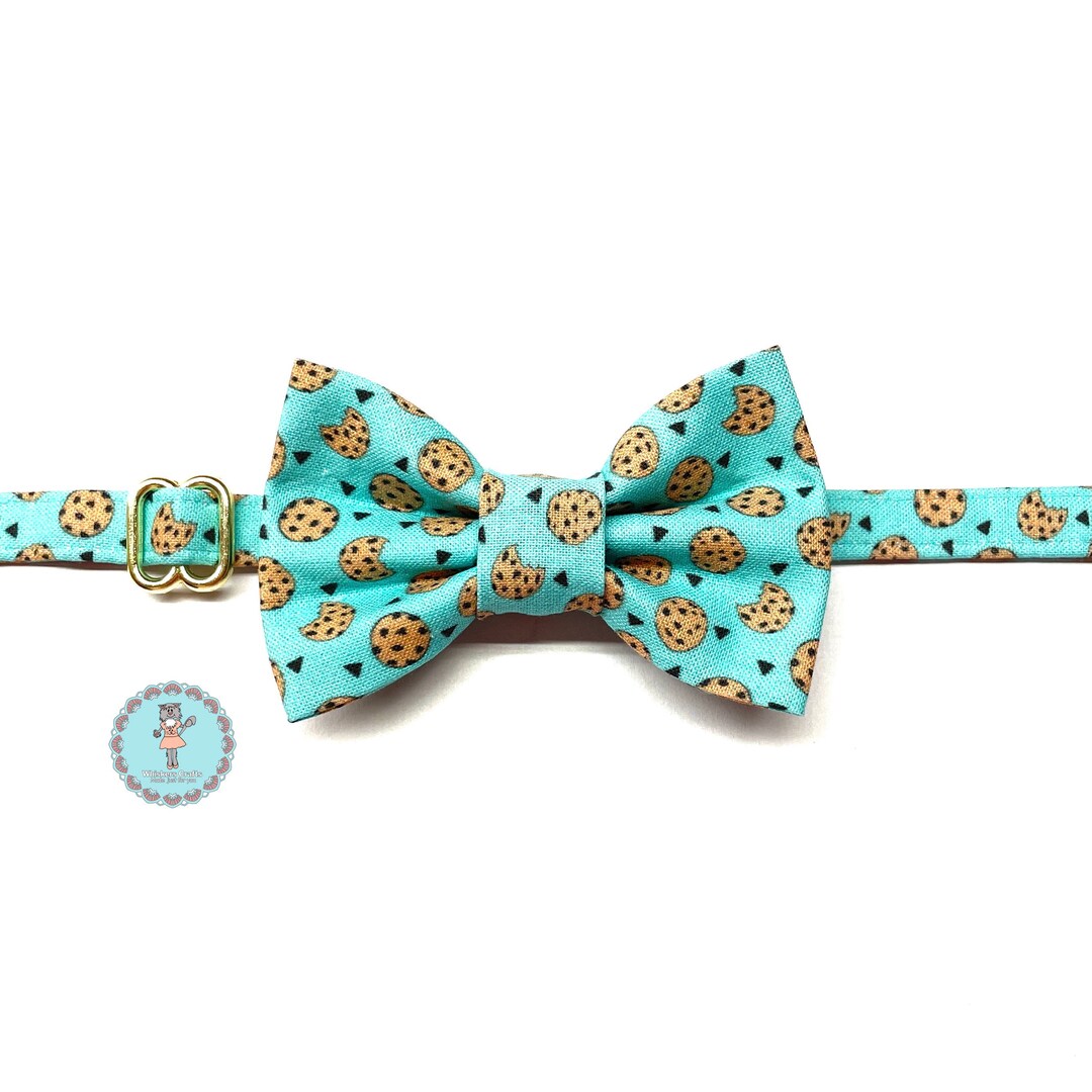 Cookie Cat Bow Tie Collar, Mint Cat Collar With Plastic Breakaway