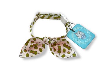 Olive Cat Collar with Bunny Ears Bow, Breakaway Buckle