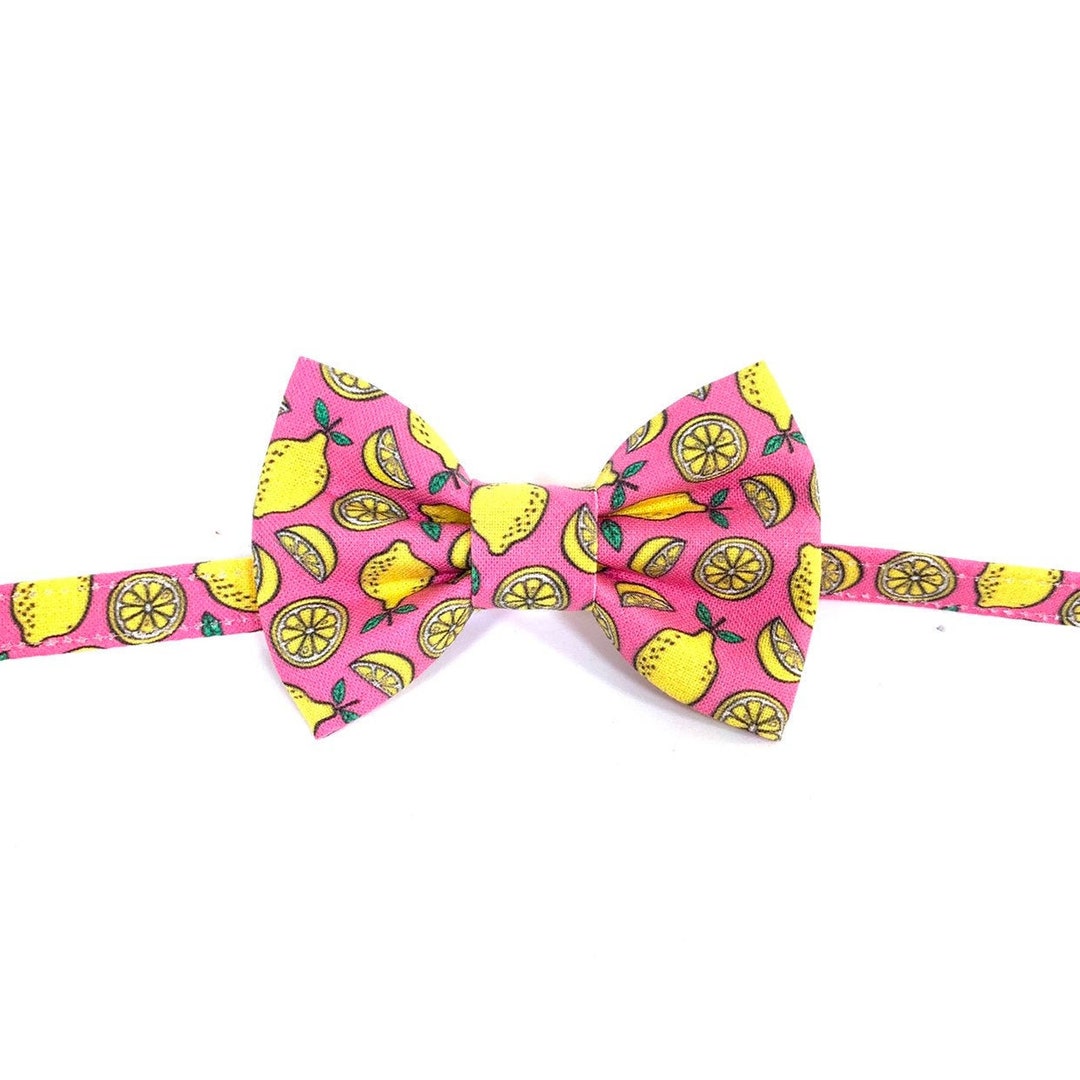 Pink Cat Bow Tie Collar Lemons Cat Collar Bow Tie Lemons Etsy