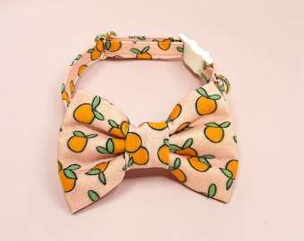 Obroża kokardka dla kota Oranges - zabawna obroża z klamrą odpinaną dla kotów