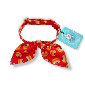 Doughnuts Cat Collar with Bunny Ears Bow: Red Breakaway Bow Tie