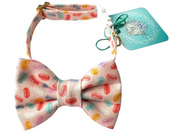 Jelly Bean Cat Bow Tie Collar, zabawna obroża dla kota z plastikową klamrą