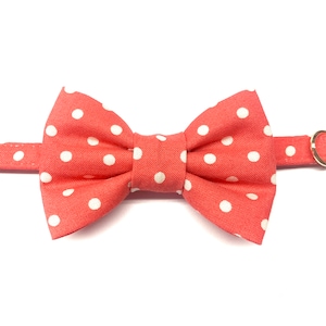 Red Cat bow tie, Polka Dot Cat Bow Collar with Breakaway Buckle, Watermelon red