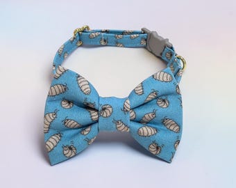 Blue Roly Polies Cat Collar with Matching Bow Tie for Cats